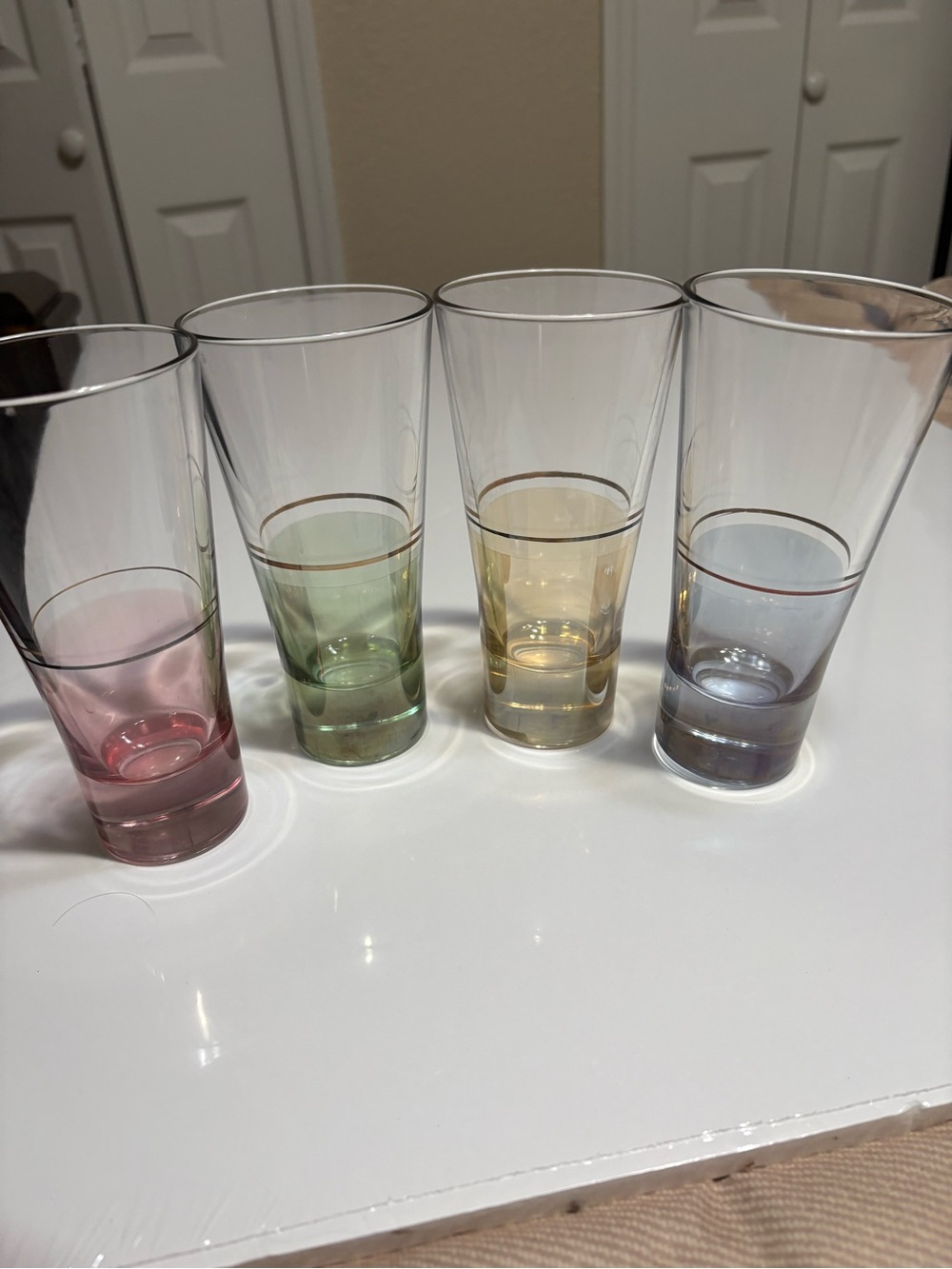 Libbey Pastel Colored Highball Glass Set — Pink, Green, Yellow, Purple
